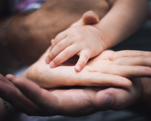 genitore e bambino si tengono la mano.